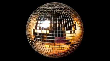 Fototapeta premium Disco Ball: A Golden Sphere of Mirrored Light