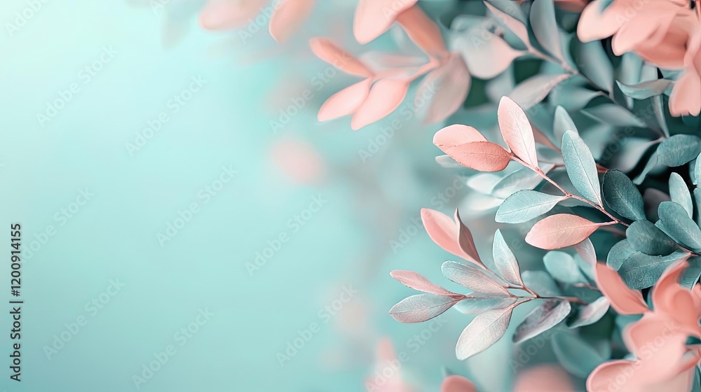 Aufkleber ethereal watercolor concept. delicate leaves in soft pastel colors create a serene and calming compo