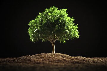A 3D animation of a tree's growth from seedling to a lush, green tree, perfect for educational or ecological visuals.