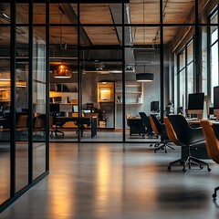 office desks and computers in business workspace design