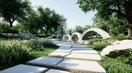 Stone Bridge over Calm River
