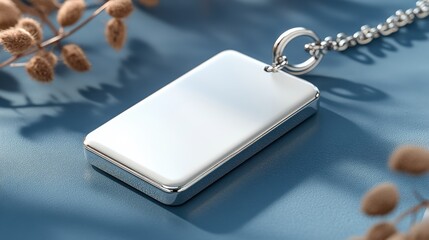 Silver Pendant on Stylish Surface with Floral Accents