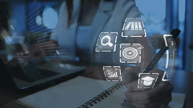 concept webinar online, education, studying, seminar, training, on internet, e-learning