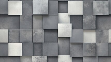 Abstract Gray and White Cube Pattern Background: Geometric 3D Wall Texture