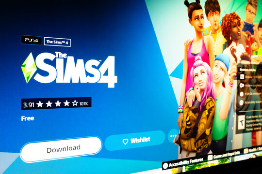 London, UK, 01.17.2025: Sims4 PS5 game on the desktop screen