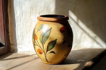a hand painted clay pot