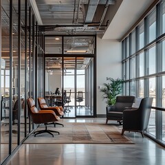 modern office area with desks and professional computers