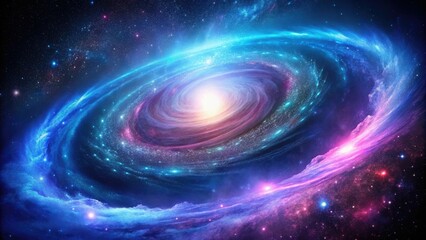 Obraz premium A stunning image of a spiral galaxy with bright blue and purple hues, interstellar gas, astronomy, starfield, galaxy, universe