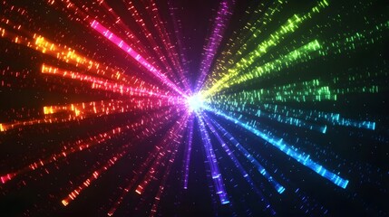 Fototapeta premium Rainbow Light Beams Radiate From Central Point