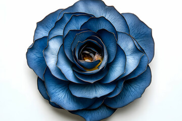 Fototapeta premium Blue rose studio shot, white background, floral design