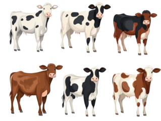 Set of cow on transparent background