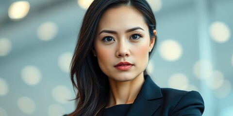 A confident female politician stands with determination, embodying leadership and empowerment on International Women's Day, highlighting women's achievements in various fields