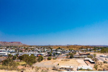 The dry and dusty remote town of Alice Springs in the Northern Territory of Australia viewed from Anzac Hill