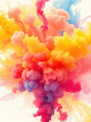 Obraz premium Abstract watercolor background resembling a colorful smoke bomb explosion, creativity, dynamic, abstract