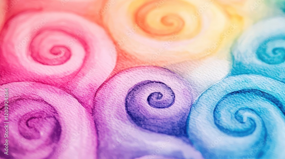 Poster doodle watercolor idea. colorful spiral patterns crafted with watercolor create a mesmerizing artist