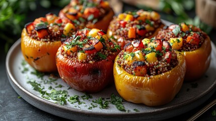 Vegan Stuffed Bell Peppers with Quinoa and Vegetables
