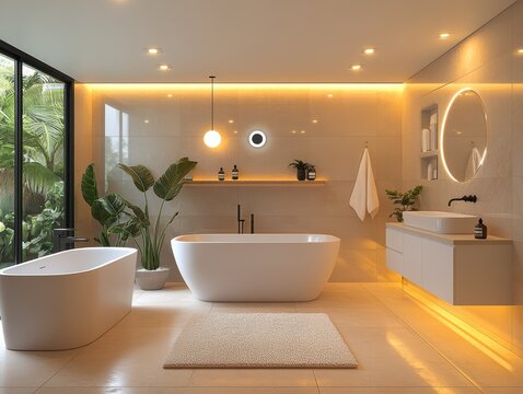 Modern Wireless Lighting System in Elegant Bathroom Design