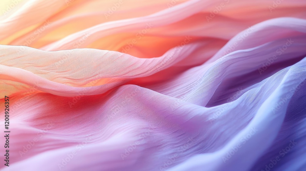 Poster ethereal watercolor concept. beautiful colorful abstract fabric waves flowing gracefully in soft lig