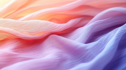 Fototapeta premium Ethereal watercolor concept. Beautiful colorful abstract fabric waves flowing gracefully in soft light.