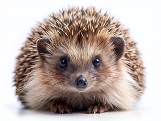Obraz premium Adorable European Hedgehog Posing for Camera, Isolated on White Background