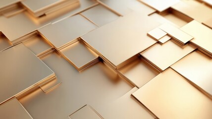 Golden backdrop with kaleidoscope of geometric shapes in various shades.