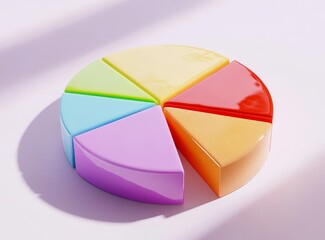 Obraz premium Colorful 3D pie chart on light background.