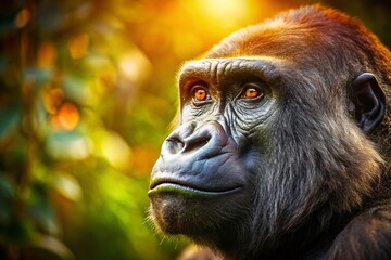 Obraz premium Adorable Gorilla Portrait, Miniature Tilt-Shift Photography