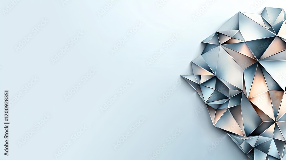 Poster geometric watercolor concept. abstract geometric design featuring metallic shapes and soft lighting 