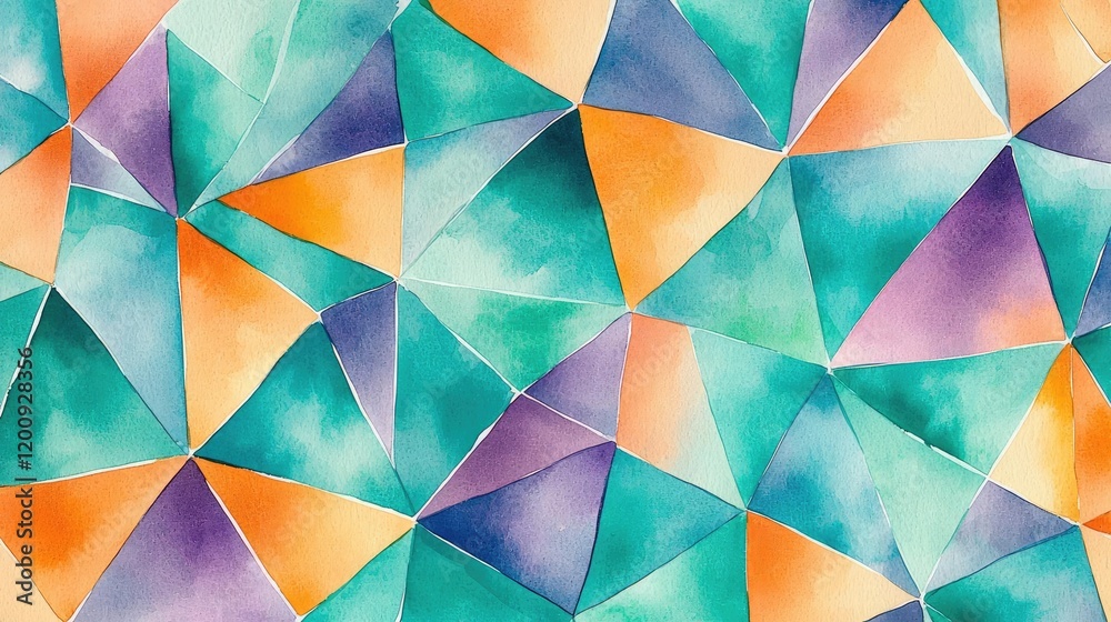 Aufkleber geometric watercolor concept. colorful abstract geometric watercolor pattern with vibrant triangles 