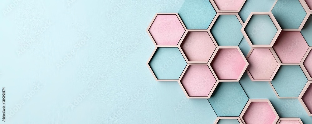 Poster Geometric watercolor concept. Colorful hexagonal shapes create a modern and stylish background for design projects.