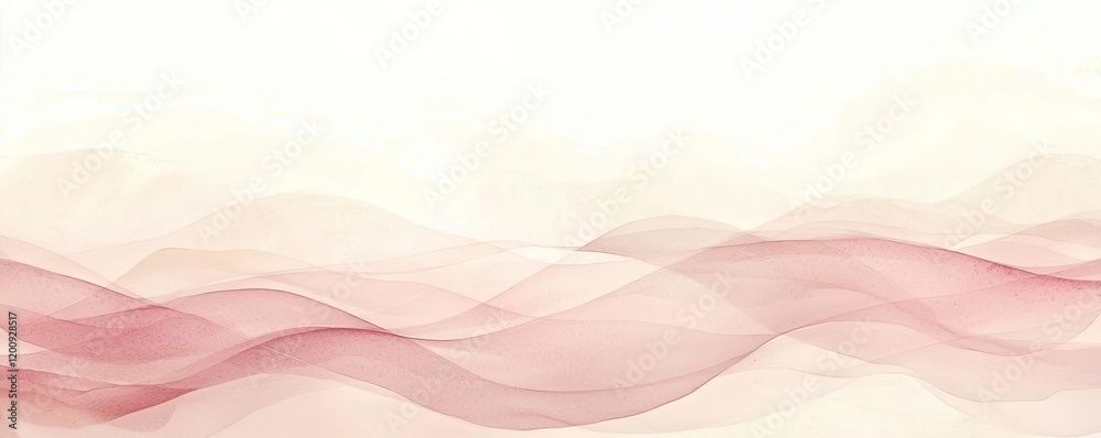 Poster light pink watercolor idea. soft, flowing abstract waves in gentle hues create a serene and calming 