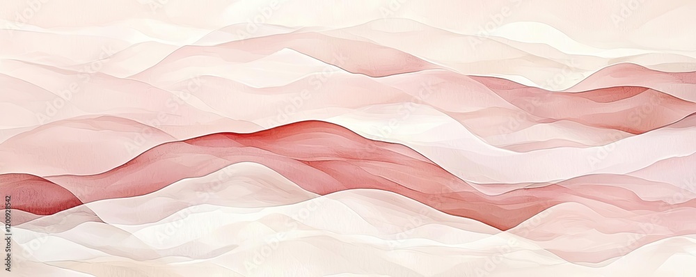 Poster Light pink watercolor idea. Abstract waves of soft pastel colors creating a serene and tranquil visual experience.