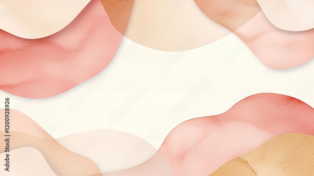 Poster light pink watercolor idea. elegant abstract background with soft pastel waves in earthy colors for 
