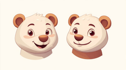 Fototapeta premium Bear cartoon kawaii square animal face, funny teddy-bear or predator cub isolated vector character portrait. UI or gui graphic design element, zoo app button, icon