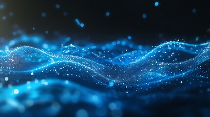 Artistic bright blue music notes moving on a fluid digital sound wave capturing the essence of music recording