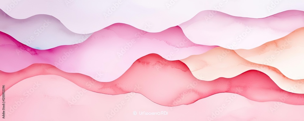 Poster Light pink watercolor idea. Soft pastel waves create a calming abstract art background for various projects.