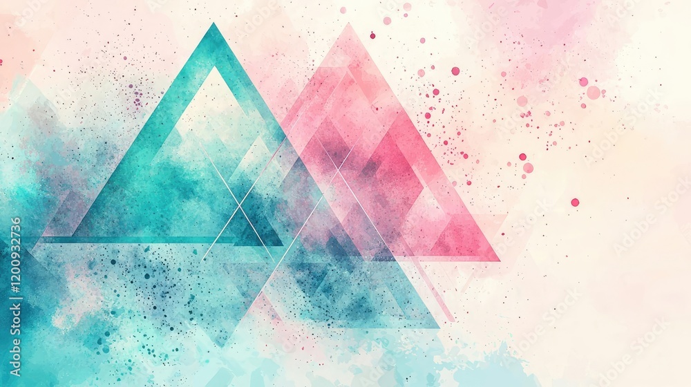 Poster geometric watercolor concept. a vibrant abstract background featuring colorful triangles and soft te