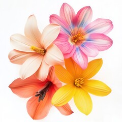 Colorful flowers studio shot, white background