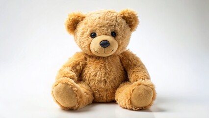 Obraz premium Adorable Stuffed Bear on White Background - Perfect for Children's Products & Websites