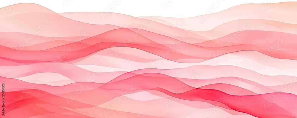 Poster Light pink watercolor idea. Soft abstract waves in red tones create a calming and elegant background.