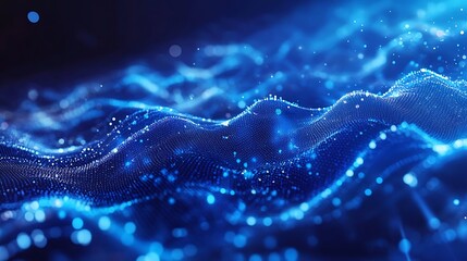 Bright blue music notes cascading on a radiant digital sound wave illustrating the creative flow of music recording