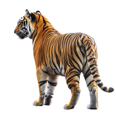 Obraz premium Royal tiger stand back view on white background 