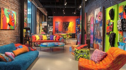 Obraz premium Vibrant Art Gallery Interior Design