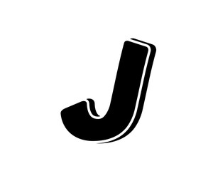 J uppercase capital letter on transparent background