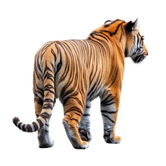Obraz premium Royal tiger stand back view on white background 