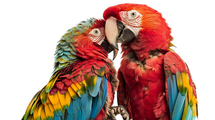 Obraz premium Nuzzling Parrots on transparent background.PNG
