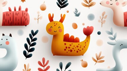 Retro-inspired doodle art header with playful characters and muted colors.