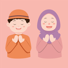 Muslim children in Praying Activity