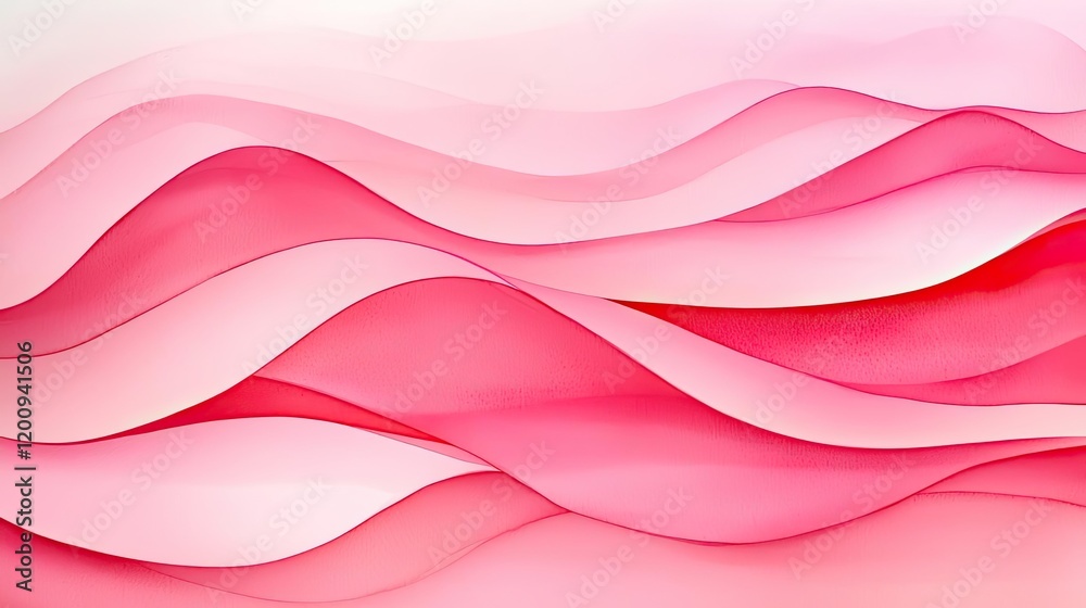 Poster Light pink watercolor idea. Abstract waves in soft pink tones creating a smooth flow and harmonious design.