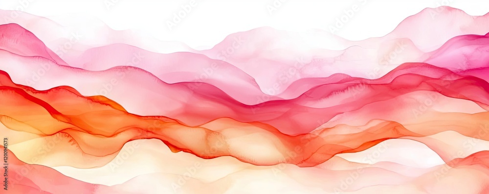 Poster light pink watercolor idea. abstract wavy shapes in warm colors creating a soothing artistic backgro